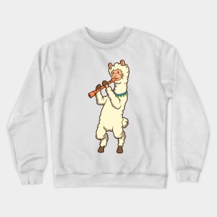 Cartoon Lama - Flute Player Crewneck Sweatshirt